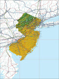 USA State Relief and Vector Map Package of New Jersey - Photoshop JPEG and Illustrator EPS