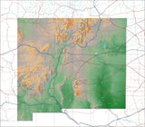 USA State Relief and Vector Map Package of New Mexico - Photoshop JPEG and Illustrator EPS