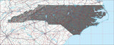 USA State Relief and Vector Map Package of North Carolina - Photoshop JPEG and Illustrator EPS