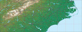 USA State Relief and Vector Map Package of North Carolina - Photoshop JPEG and Illustrator EPS