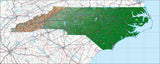 USA State Relief and Vector Map Package of North Carolina - Photoshop JPEG and Illustrator EPS