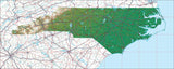 USA State Relief and Vector Map Package of North Carolina - Photoshop JPEG and Illustrator EPS