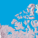 Mountain High Map # 201 north america low contrast colorized relief basd on political outline