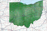 USA State Relief and Vector Map Package of Ohio - Photoshop JPEG and Illustrator EPS