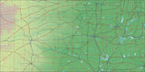 USA State Relief and Vector Map Package of Oklahoma - Photoshop JPEG and Illustrator EPS