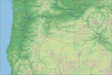 USA State Relief and Vector Map Package of Oregon - Photoshop JPEG and Illustrator EPS
