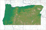 USA State Relief and Vector Map Package of Oregon - Photoshop JPEG and Illustrator EPS