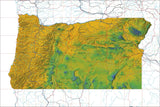 USA State Relief and Vector Map Package of Oregon - Photoshop JPEG and Illustrator EPS