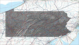 USA State Relief and Vector Map Package of Pennsylvania - Photoshop JPEG and Illustrator EPS