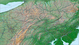 USA State Relief and Vector Map Package of Pennsylvania - Photoshop JPEG and Illustrator EPS
