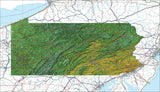 USA State Relief and Vector Map Package of Pennsylvania - Photoshop JPEG and Illustrator EPS