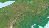 USA State Relief and Vector Map Package of Pennsylvania - Photoshop JPEG and Illustrator EPS