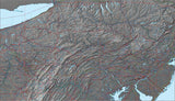 USA State Relief and Vector Map Package of Pennsylvania - Photoshop JPEG and Illustrator EPS