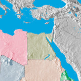 Mountain High Map # 101 africa low contrast colorized relief basd on political outline