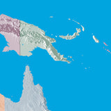 Mountain High Map # 401 australasia low contrast colorized relief basd on political outline