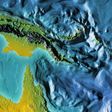 Mountain High Map # 401 australasia low contrast relief based on land and seafloor elevation