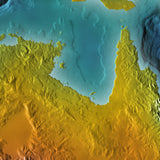 Mountain High Map # 402 australia low contrast relief based on land and seafloor elevation