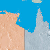 Mountain High Map # 402 australia low contrast colorized relief basd on political outline