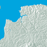 Mountain High Map # 519 england swest low contrast colorized relief basd on political outline
