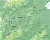 Photoshop JPEG Relief map and Illustrator EPS vector map British Isles - Central England