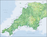 Mountain High Map #519 england south west photoshop low contrast relief map with close up detail
