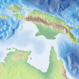 Mountain High Map # 401 australasia high contrast relief featuring land vegetation