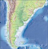 Mountain High Map #215 south america south photoshop low contrast relief map with close up detail