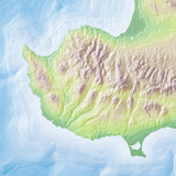 Mountain High Map # 509 cyprus high contrast relief featuring land vegetation