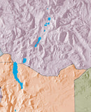 Mountain High Map # 106 africa east low contrast colorized relief basd on political outline