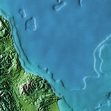 Mountain High Map # 516 england low contrast relief based on land and seafloor elevation