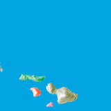 Mountain High Map # 210 hawaiian is low contrast colorized relief basd on political outline