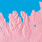 Mountain High Map # 511 iceland low contrast colorized relief basd on political outline