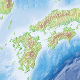 Mountain High Map # 306 japan high contrast relief featuring land vegetation