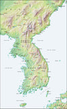 Photoshop JPEG Relief map and Illustrator EPS vector map Korean Peninsular