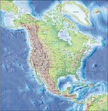 Photoshop JPEG Relief map and Illustrator EPS vector map Northern America continent