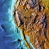 Mountain High Map # 201 north america low contrast relief based on land and seafloor elevation