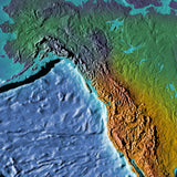 Mountain High Map # 602 pacific ocean low contrast relief based on land and seafloor elevation
