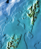 Mountain High Map # 515 scotland low contrast relief based on land and seafloor elevation
