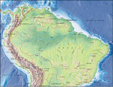 Photoshop JPEG Relief map and Illustrator EPS vector map South America, Northern half
