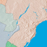 Mountain High Map # 215 south america south low contrast colorized relief basd on political outline