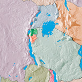 Mountain High Map # 105 africa south low contrast colorized relief basd on political outline