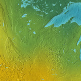 Mountain High Map # 207 usa central low contrast relief based on land and seafloor elevation
