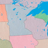 Mountain High Map # 207 usa central low contrast colorized relief basd on political outline