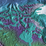 Mountain High Map # 605 world x2 gall low contrast relief based on land and seafloor elevation