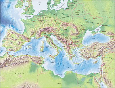 PowerPoint Map #503 Mediterranean Sea