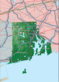 USA State Relief and Vector Map Package of Rhode Island - Photoshop JPEG and Illustrator EPS