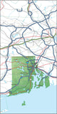 USA State Relief and Vector Map Package of Rhode Island - Photoshop JPEG and Illustrator EPS