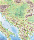 Photoshop JPEG Relief map and Illustrator EPS vector map Yugoslavia, Hungary, Albania