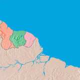 Mountain High Map # 213 south america low contrast colorized relief basd on political outline