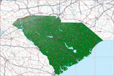 USA State Relief and Vector Map Package of South Carolina - Photoshop JPEG and Illustrator EPS